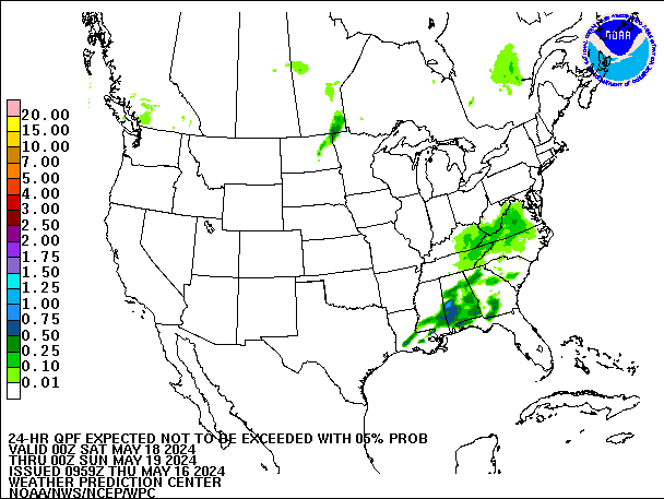 24-Hour 5th
                     Percentile QPF valid 00Z May 19, 2024