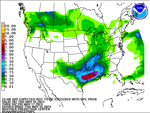 24-Hour 50th
                     Percentile QPF valid 18Z May 17, 2024