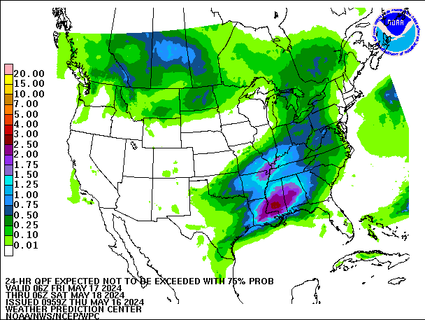 24-Hour 75th
                     Percentile QPF valid 06Z May 18, 2024