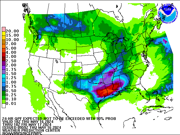 24-Hour 90th
                     Percentile QPF valid 18Z May 17, 2024