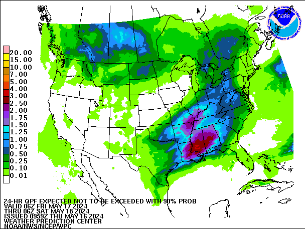 24-Hour 90th
                     Percentile QPF valid 06Z May 18, 2024