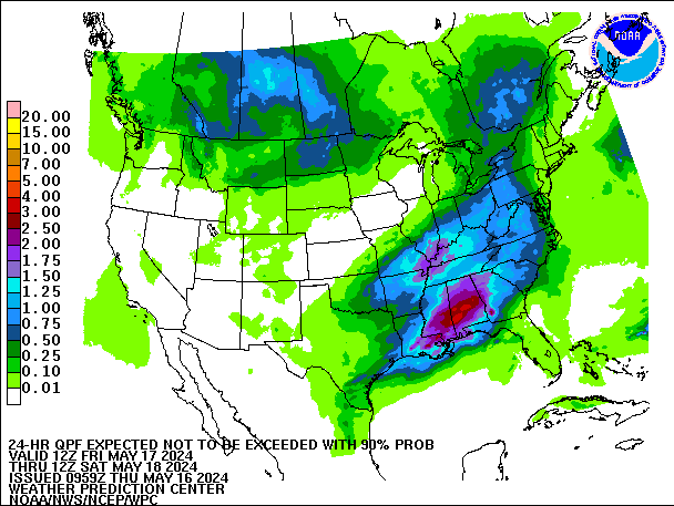 24-Hour 90th
                     Percentile QPF valid 12Z May 18, 2024