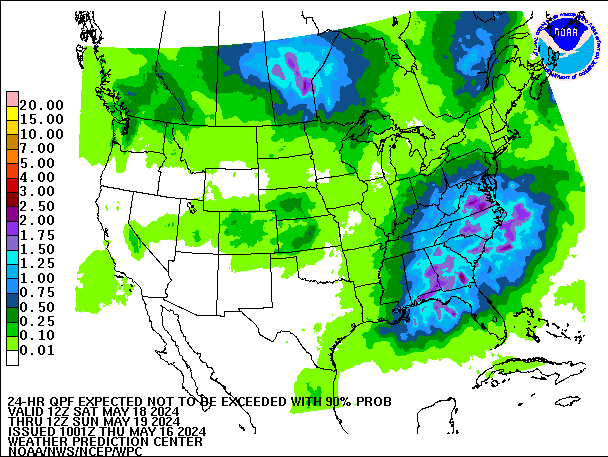 24-Hour 90th
                     Percentile QPF valid 12Z May 19, 2024
