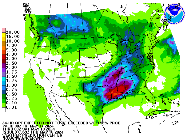 24-Hour 95th
                     Percentile QPF valid 00Z May 18, 2024