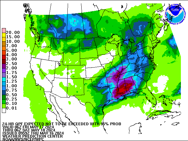 24-Hour 95th
                     Percentile QPF valid 06Z May 18, 2024