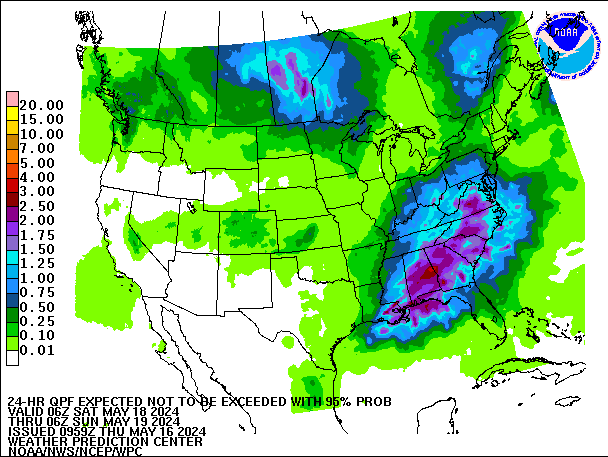 24-Hour 95th
                     Percentile QPF valid 06Z May 19, 2024