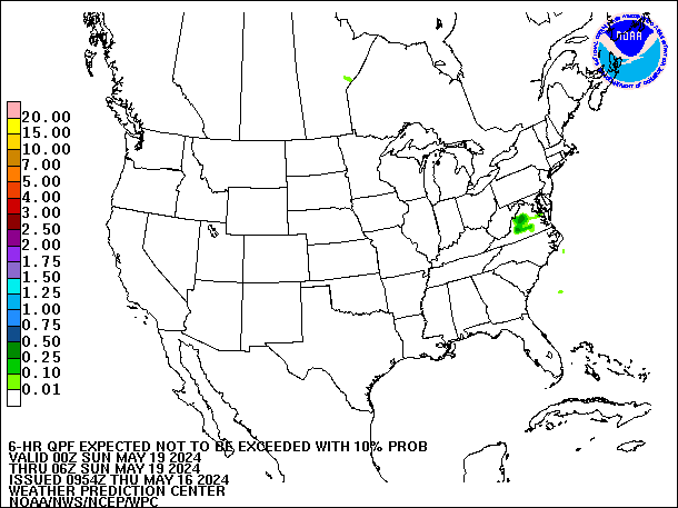 6-Hour 10th
                     Percentile QPF valid 06Z May 19, 2024