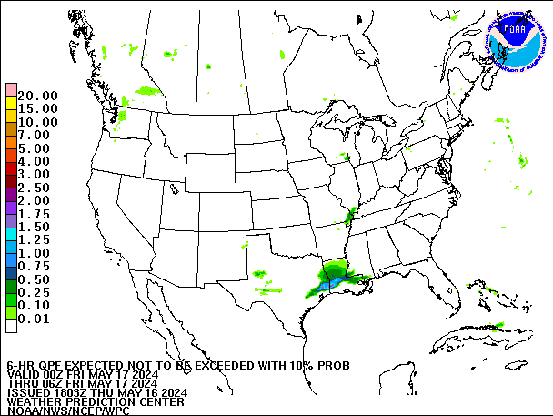 6-Hour 10th
                     Percentile QPF valid 06Z May 17, 2024