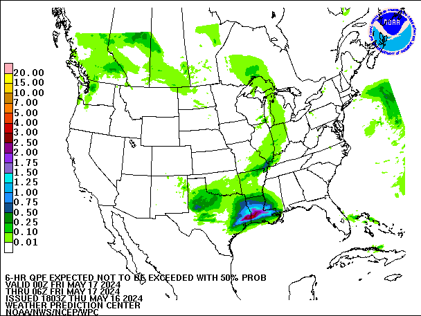 6-Hour 50th
                     Percentile QPF valid 06Z May 17, 2024