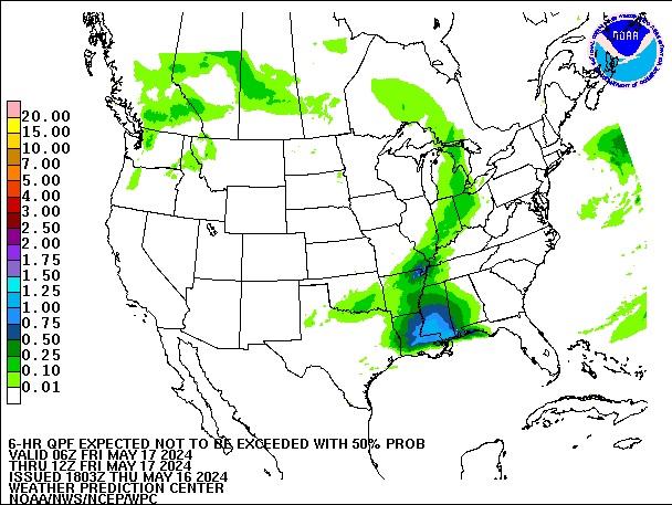 6-Hour 50th
                     Percentile QPF valid 12Z May 17, 2024
