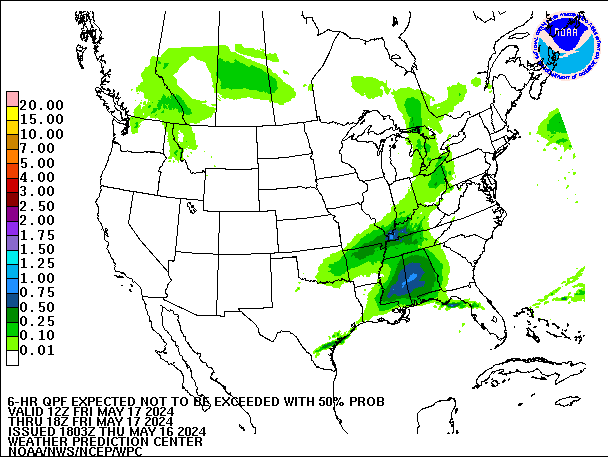 6-Hour 50th
                     Percentile QPF valid 18Z May 17, 2024