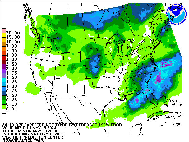 24-Hour 90th
                     Percentile QPF valid 00Z May 20, 2024