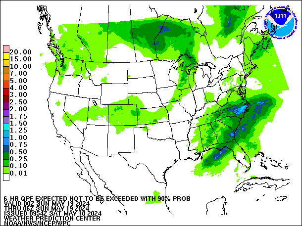 6-Hour 90th
                     Percentile QPF valid 06Z May 19, 2024