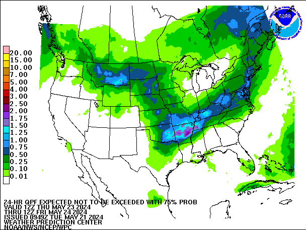 24-Hour 75th
                     Percentile QPF valid 12Z May 24, 2024