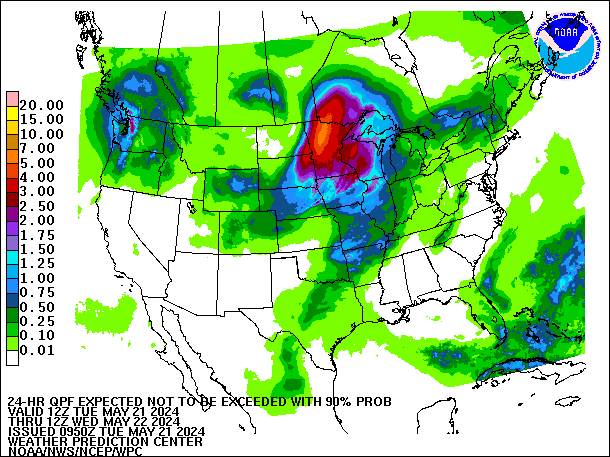 24-Hour 90th
                     Percentile QPF valid 12Z May 22, 2024