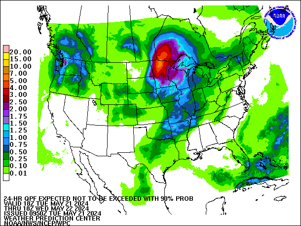 24-Hour 90th
                     Percentile QPF valid 18Z May 22, 2024