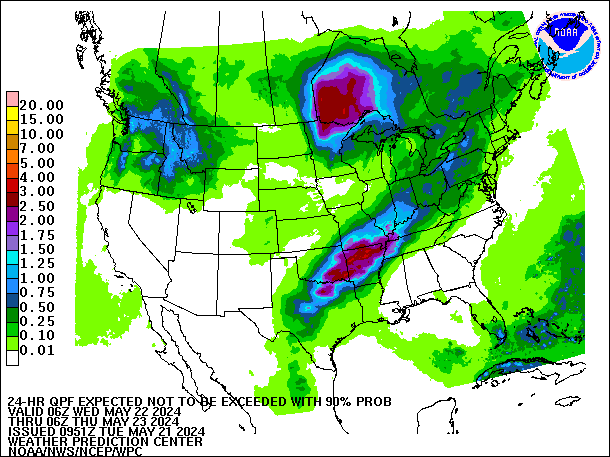 24-Hour 90th
                     Percentile QPF valid 06Z May 23, 2024