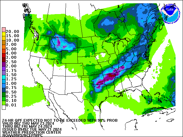 24-Hour 90th
                     Percentile QPF valid 00Z May 24, 2024