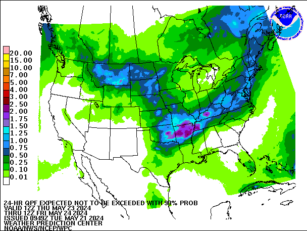 24-Hour 90th
                     Percentile QPF valid 12Z May 24, 2024