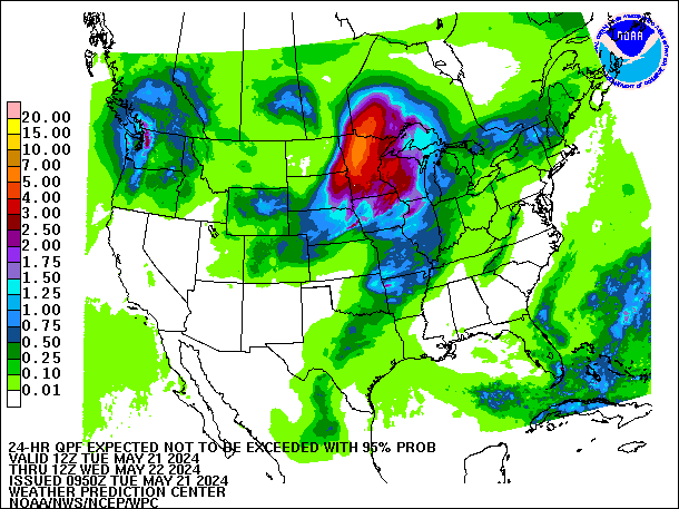 24-Hour 95th
                     Percentile QPF valid 12Z May 22, 2024