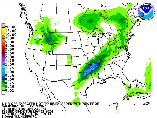 6-Hour 75th
                     Percentile QPF valid 06Z May 23, 2024