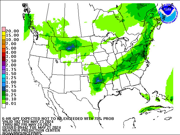 6-Hour 75th
                     Percentile QPF valid 00Z May 24, 2024