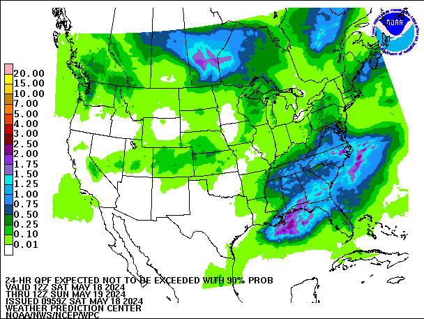 24-Hour 90th
                     Percentile QPF valid 12Z May 19, 2024