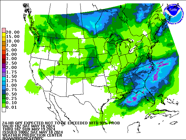 24-Hour 90th
                     Percentile QPF valid 18Z May 19, 2024