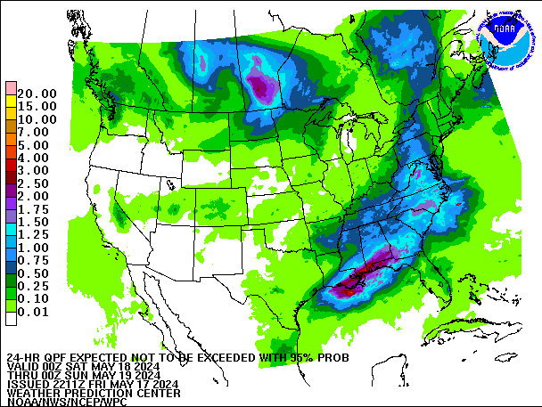 24-Hour 95th
                     Percentile QPF valid 00Z May 19, 2024