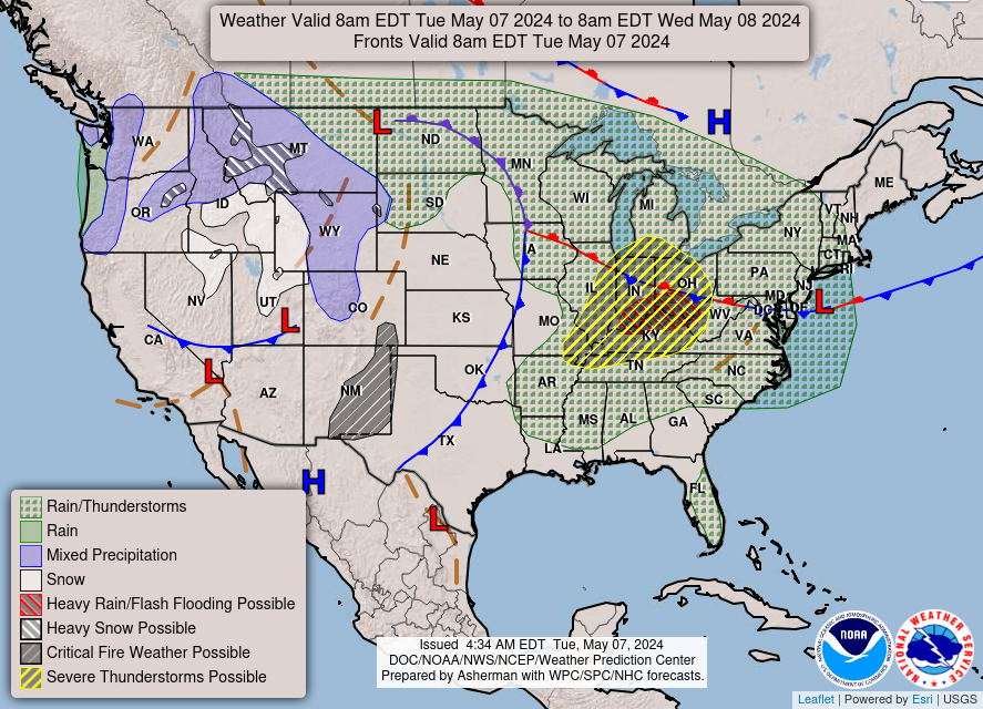 Today weather warnings United State #USA #weather (Avertizari meteo astazi in USA)