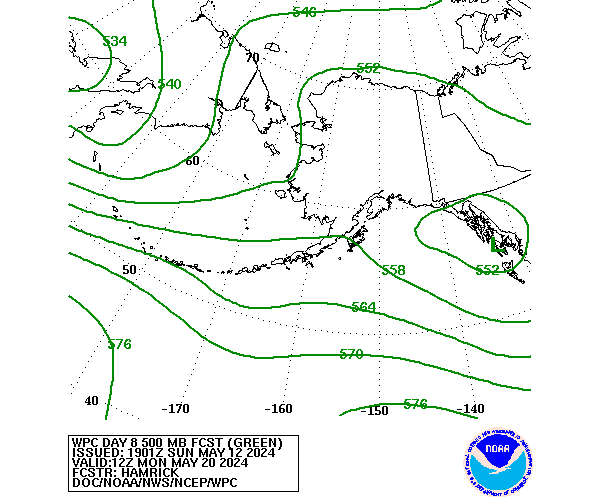 WPC Forecast of 500mb Heights valid on Day 8