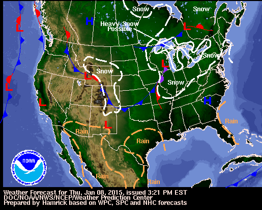 Weather Forecast for the Afternoon Issuance of January 08, 2015