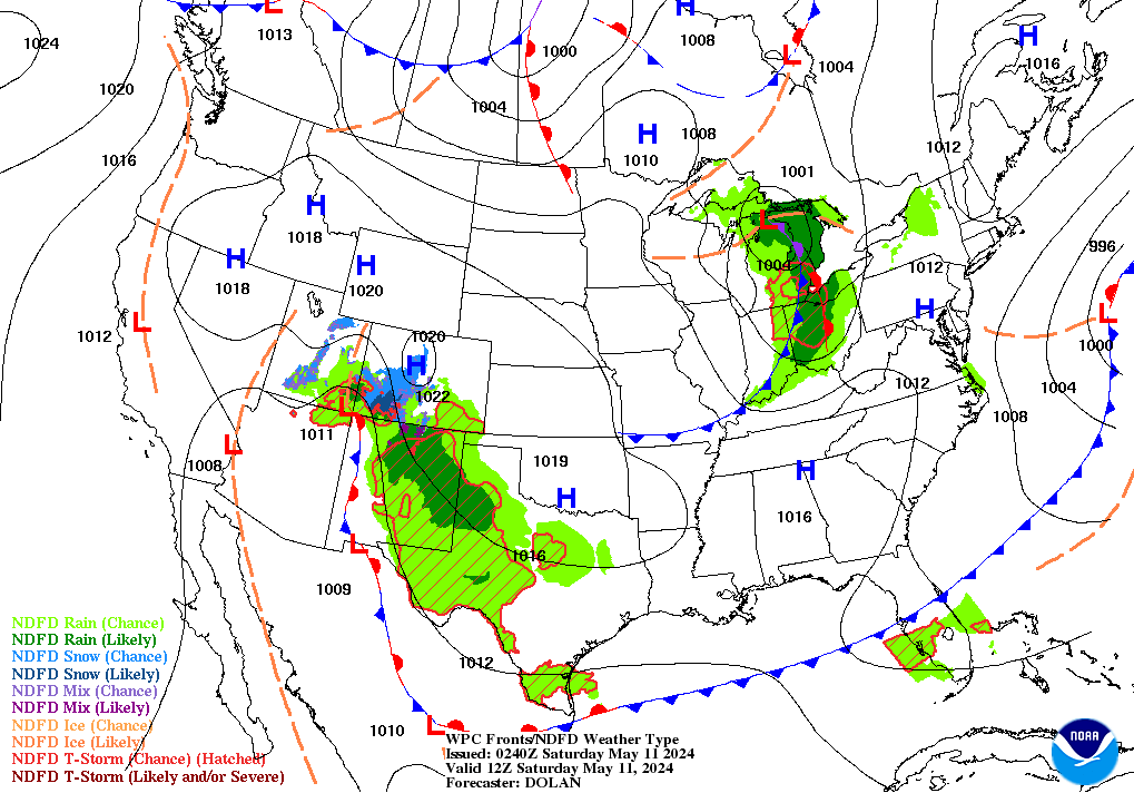 Forecast of Fronts/Pressure and Weather valid Sun 06Z