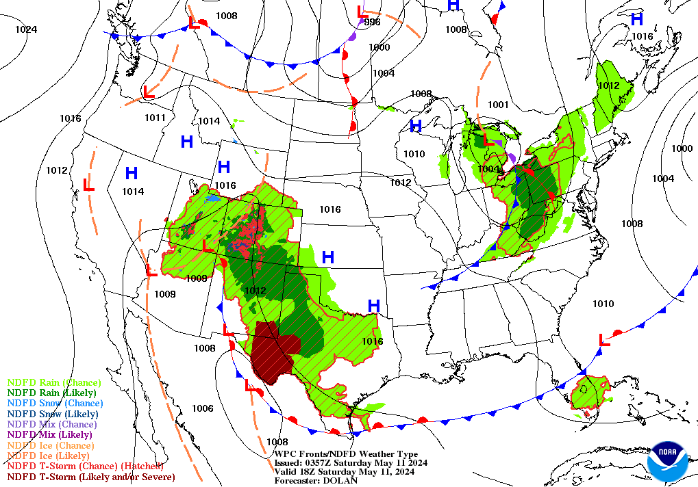 Forecast of Fronts/Pressure and Weather valid Tue 00Z