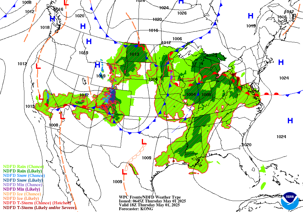 Forecast of Fronts/Pressure and Weather valid Wed 00Z