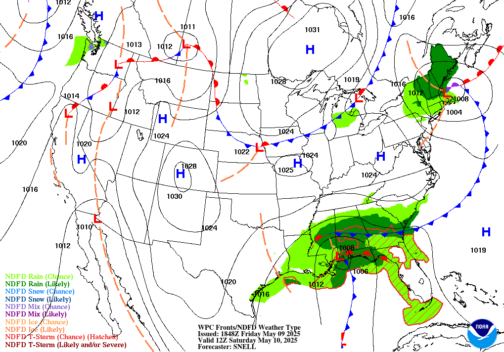 Forecast of Fronts/Pressure and Weather valid Mon 00Z