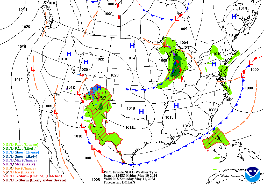 Forecast of Fronts/Pressure and Weather valid Wed 00Z