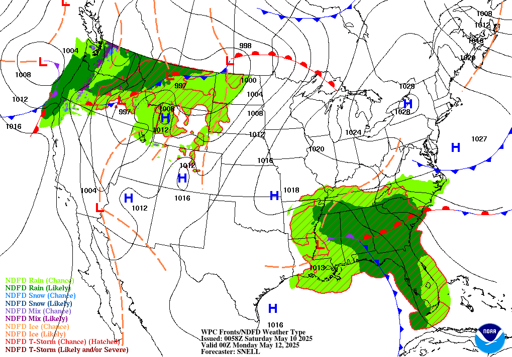 Forecast of Fronts/Pressure valid Tue 00Z