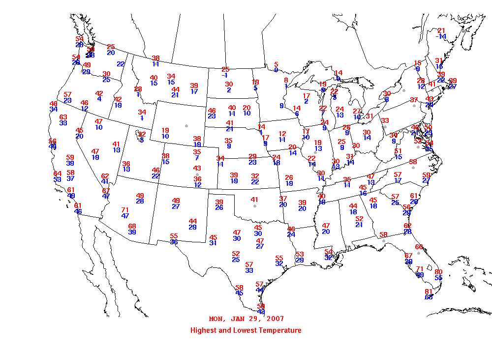Daily Maximum and Minimum Temperature Map