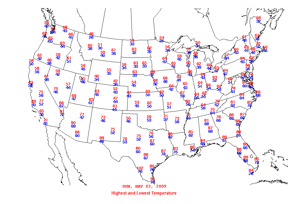 Daily Maximum and Minimum Temperature Map