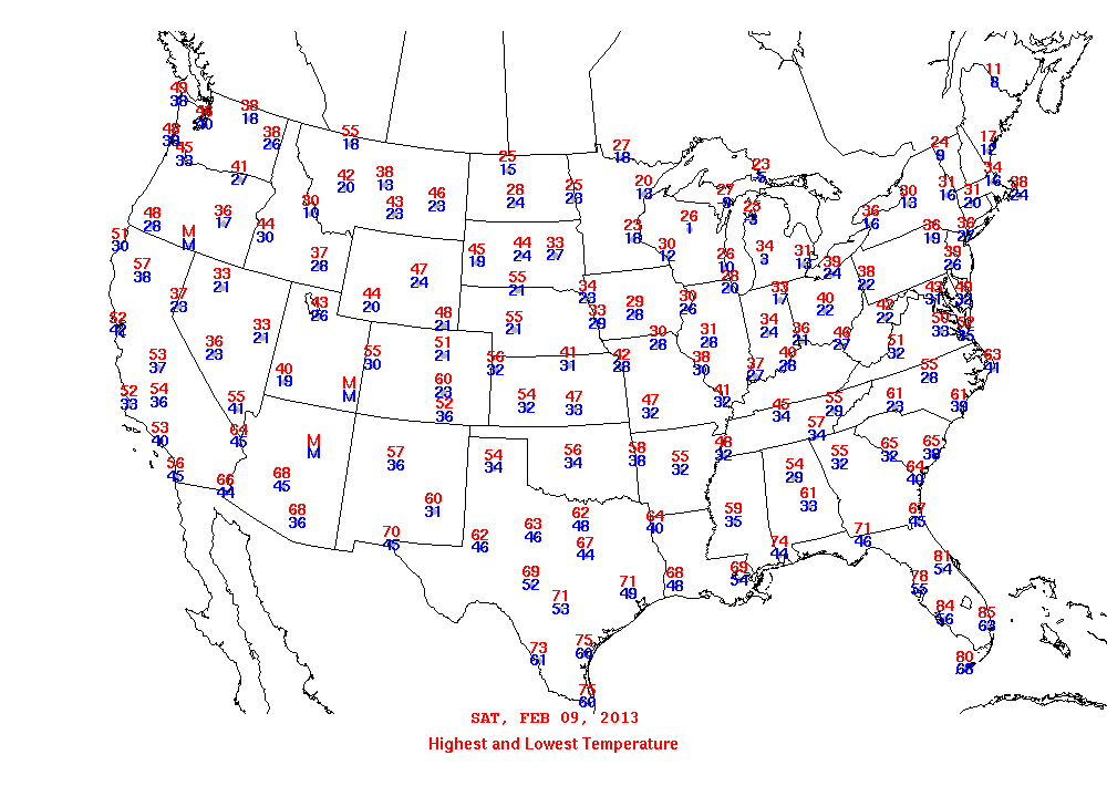 Daily Maximum and Minimum Temperature Map