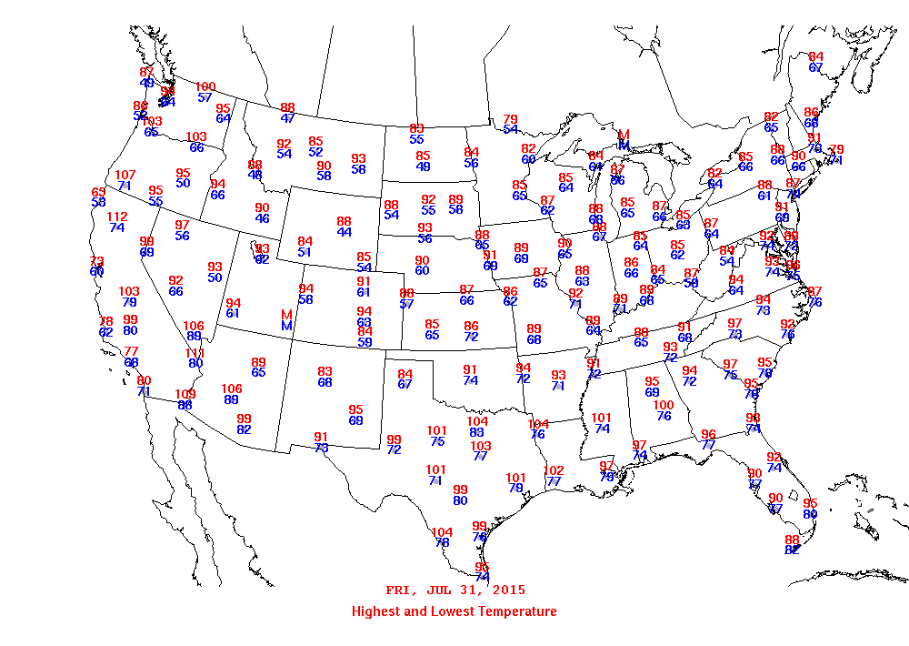 Daily Maximum and Minimum Temperature Map