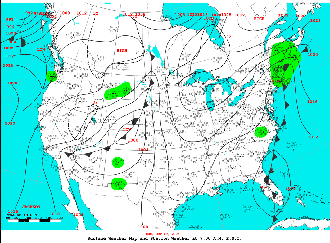 Daily 7:00 AM E.S.T. Surface Map and Station Weather