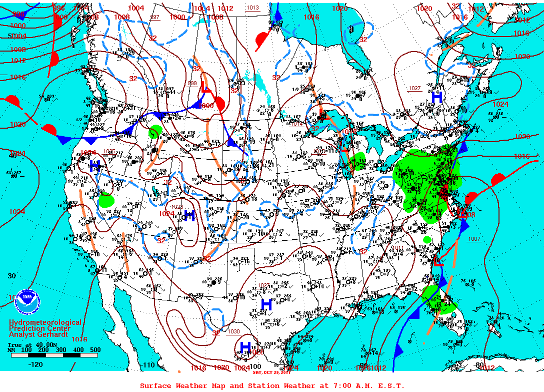 Daily 7:00 AM E.S.T. Surface Map and Station Weather