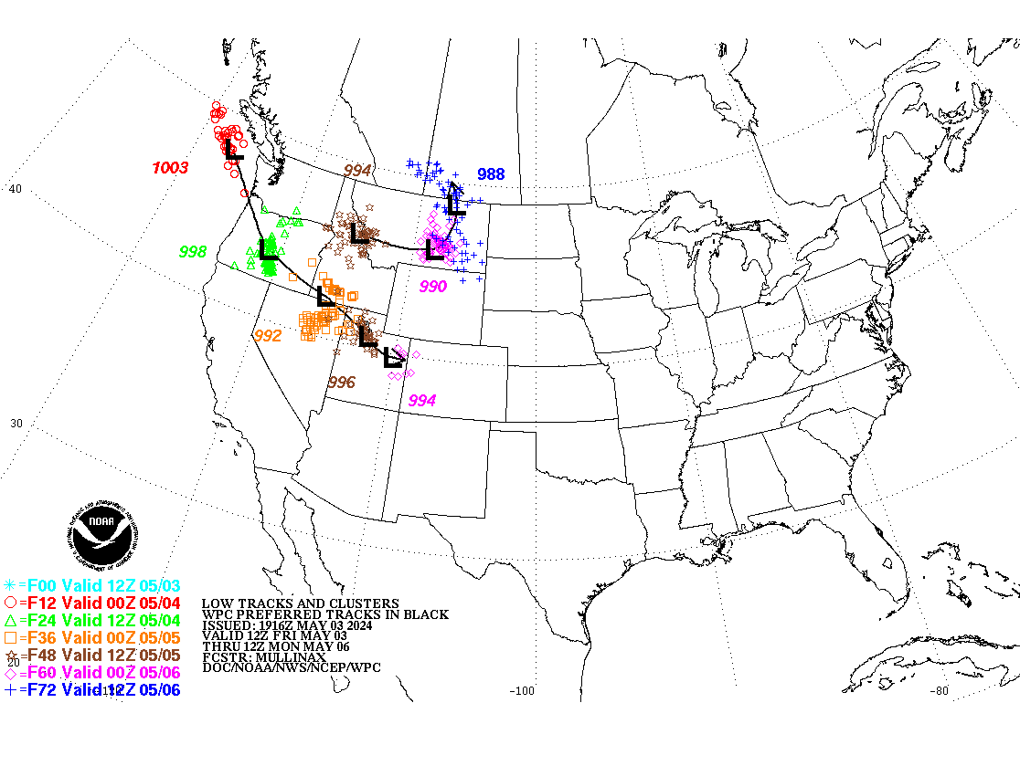 WPC Projected Surface Low Tracks - Clusters