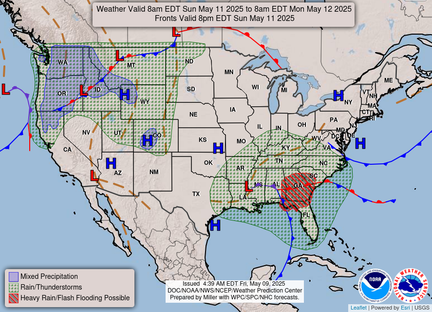 National weather map summary