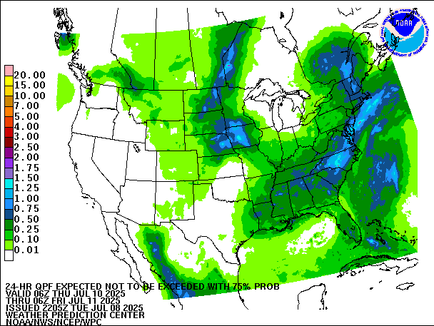 24-Hour 75th
                     Percentile QPF valid 06Z July 11, 2025