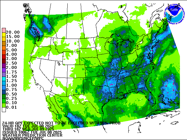 24-Hour 95th
                     Percentile QPF valid 18Z July 9, 2025