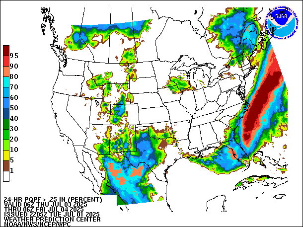 24-Hour PQPF valid 06Z July 4, 2025