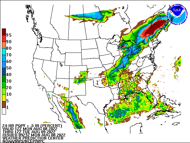 24-Hour PQPF ≥ 0.50" 
                          valid 12Z August 8, 2022 - 12Z August 9, 2022